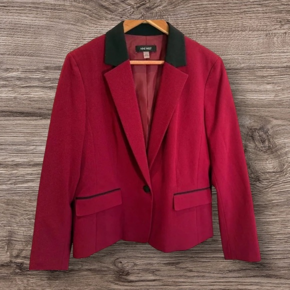 Nine west red blazer tailored suit jacket for women size 12 - Picture 1 of 5